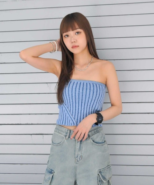 ENVYM（アンビー）の「コントラストカラーベアトップ（その他トップス・レディース・グレー/ブルー・FREE）」の10枚目の写真