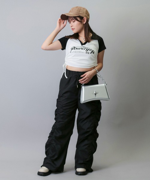 SPINNS(スピンズ)の「【5色展開】ナイロンギャザーパンツ(その他パンツ・レディース・ピンク/ホワイト/ブラック/サックスブルー/グレー/バーガンディー・ONESIZE)」の7枚目の写真