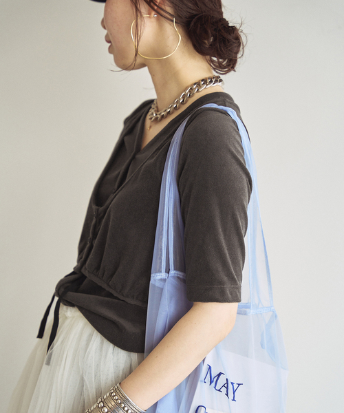 FRAMeWORK（フレームワーク）の「oll×FRAMeWORK pile layered Tシャツ（Tシャツ/カットソー・レディース・オレンジ/ブラック/ベージュ・FREE）」の8枚目の写真