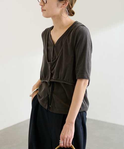 FRAMeWORK（フレームワーク）の「oll×FRAMeWORK pile layered Tシャツ（Tシャツ/カットソー・レディース・オレンジ/ブラック/ベージュ・FREE）」の13枚目の写真