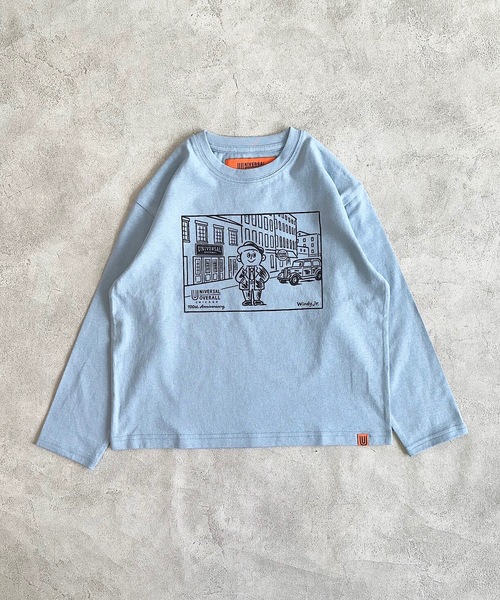 UNIVERSAL OVERALL（ユニバーサルオーバーオール）の「【UNIVERSAL OVERALL】別注プリントロンTee（Tシャツ/カットソー・キッズ・チャコール/ダークブルー/オフホワイト・90/100/110/120/80/130/95/140/150）」の3枚目の写真