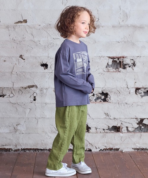 UNIVERSAL OVERALL（ユニバーサルオーバーオール）の「【UNIVERSAL OVERALL】別注プリントロンTee（Tシャツ/カットソー・キッズ・チャコール/ダークブルー/オフホワイト・90/100/110/120/80/130/95/140/150）」の6枚目の写真