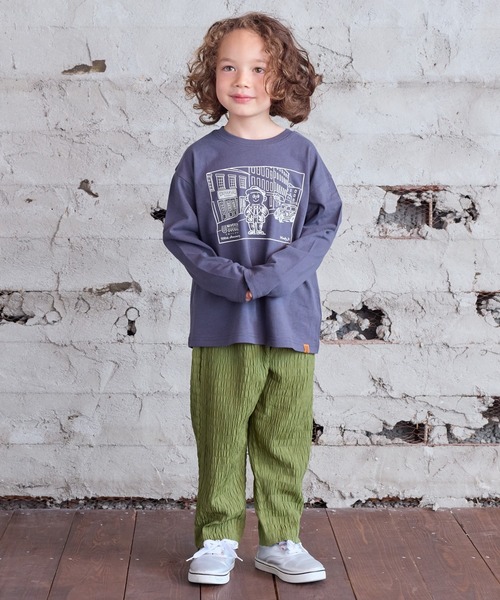 UNIVERSAL OVERALL（ユニバーサルオーバーオール）の「【UNIVERSAL OVERALL】別注プリントロンTee（Tシャツ/カットソー・キッズ・チャコール/ダークブルー/オフホワイト・90/100/110/120/80/130/95/140/150）」の7枚目の写真