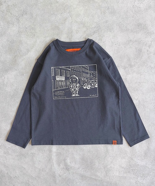 UNIVERSAL OVERALL（ユニバーサルオーバーオール）の「【UNIVERSAL OVERALL】別注プリントロンTee（Tシャツ/カットソー・キッズ・チャコール/ダークブルー/オフホワイト・90/100/110/120/80/130/95/140/150）」の8枚目の写真