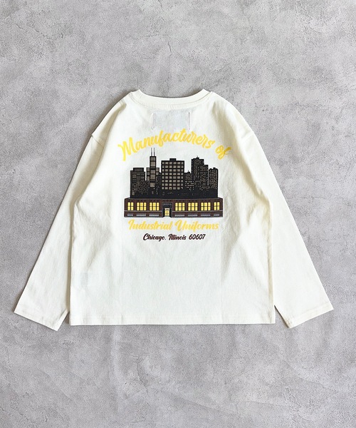 UNIVERSAL OVERALL（ユニバーサルオーバーオール）の「【UNIVERSAL OVERALL】別注プリントロンTee（Tシャツ/カットソー・キッズ・チャコール/ダークブルー/オフホワイト・90/100/110/120/80/130/95/140/150）」の11枚目の写真