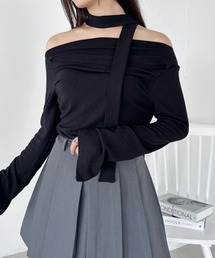 CLEA | チョーカー付きドレープオフショルダートップス(Tシャツ/カットソー)