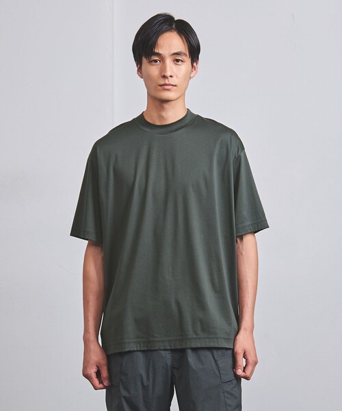 UNITED ARROWS(ユナイテッドアローズ)の「シルケットスムース モックネックTシャツ(Tシャツ/カットソー・メンズ・ダークグリーン/ネイビー/オフホワイト・S/M/L/XL)」の4枚目の写真