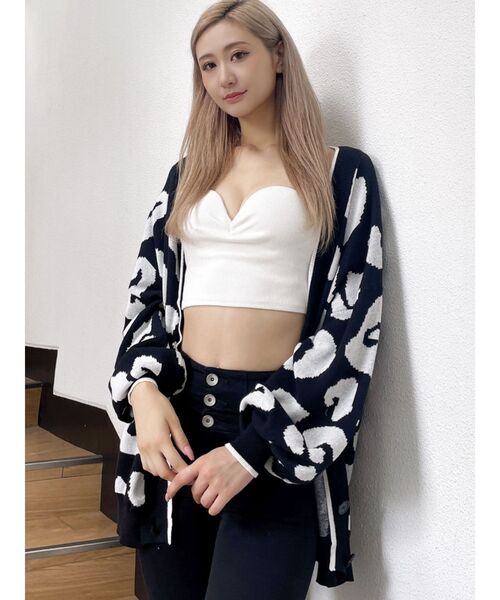 GYDA（ジェイダ）の「Gレオパードハイゲージニットカーディガン（カーディガン/ボレロ・レディース・ブラック/ピンク/オフホワイト/ベージュ・FREE）」の10枚目の写真