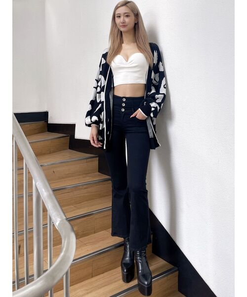 GYDA（ジェイダ）の「Gレオパードハイゲージニットカーディガン（カーディガン/ボレロ・レディース・ブラック/ピンク/オフホワイト/ベージュ・FREE）」の8枚目の写真