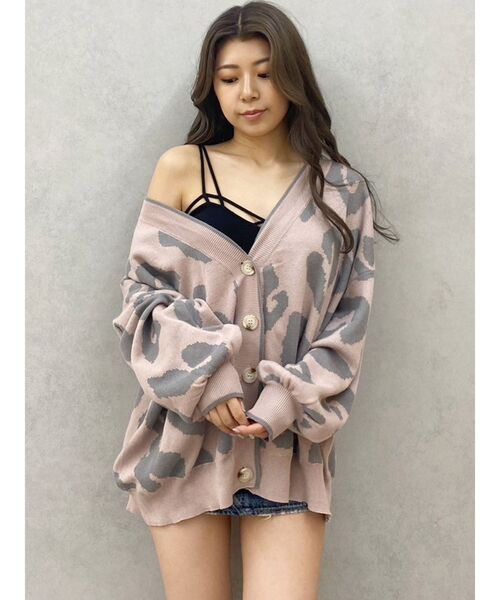 GYDA（ジェイダ）の「Gレオパードハイゲージニットカーディガン（カーディガン/ボレロ・レディース・ブラック/ピンク/オフホワイト/ベージュ・FREE）」の11枚目の写真