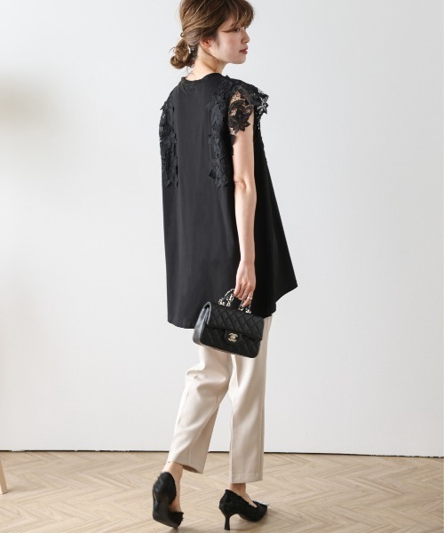 La-gemme（ラジェム）の「ショルダーレース Aライントップス（Tシャツ/カットソー・レディース・ホワイト/ブラック・フリー）」の20枚目の写真