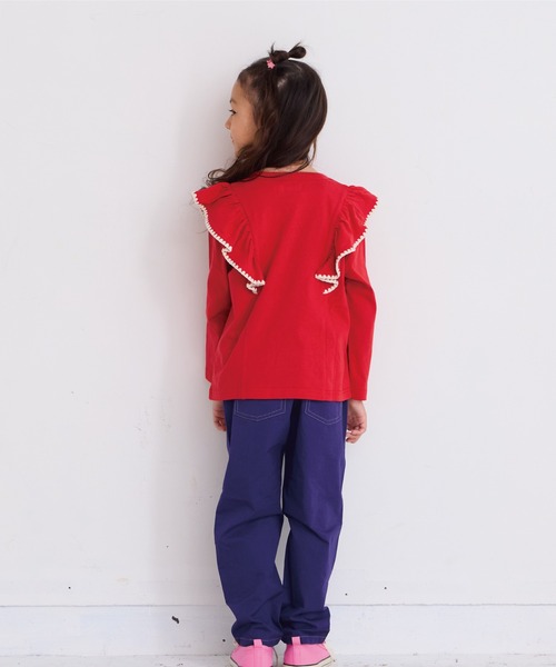 Life Support Products（ライフサポートプロダクツ）の「フリル刺繍ロンティー（Tシャツ/カットソー・キッズ・チャコール/オフホワイト/レッド/ラベンダー・150/140/130/120/110/100/95/90/80）」の6枚目の写真