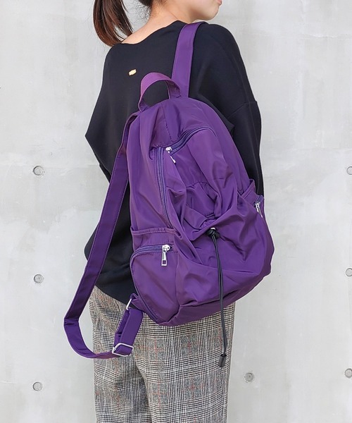 Q(キュー)の「ドロストリュック(バックパック/リュック・レディース・パープル/アイボリー/ブラック・ONE SIZE)」の21枚目の写真