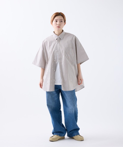 meltum(メルタム)の「LOOSE STRIPE SHIRT S/S(シャツ/ブラウス・メンズ・ブルー/ベージュ/ネイビー・MEDIUM/LARGE)」の12枚目の写真