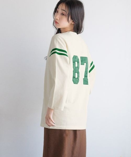 LOWRYS FARM（ローリーズファーム）の「ナンバリング８Ｓ　144617（Tシャツ/カットソー・レディース・オフホワイト/ネイビー/レッド・FREE）」の2枚目の写真