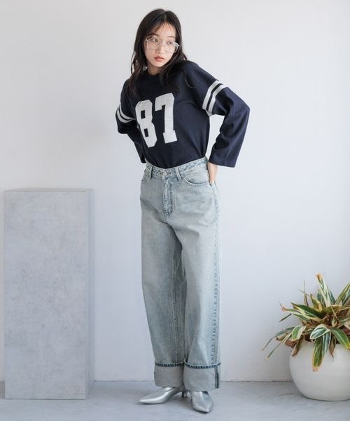 LOWRYS FARM（ローリーズファーム）の「ナンバリング８Ｓ　144617（Tシャツ/カットソー・レディース・オフホワイト/ネイビー/レッド・FREE）」の20枚目の写真