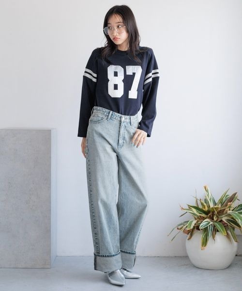 LOWRYS FARM（ローリーズファーム）の「ナンバリング８Ｓ　144617（Tシャツ/カットソー・レディース・オフホワイト/ネイビー/レッド・FREE）」の21枚目の写真