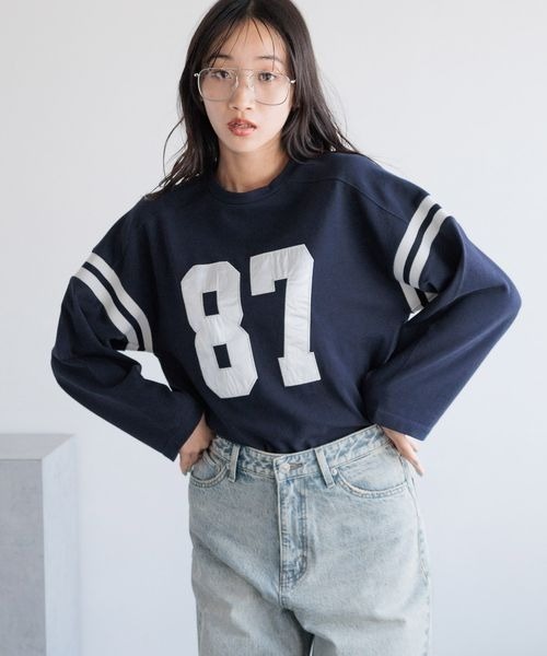 LOWRYS FARM（ローリーズファーム）の「ナンバリング８Ｓ　144617（Tシャツ/カットソー・レディース・オフホワイト/ネイビー/レッド・FREE）」の22枚目の写真