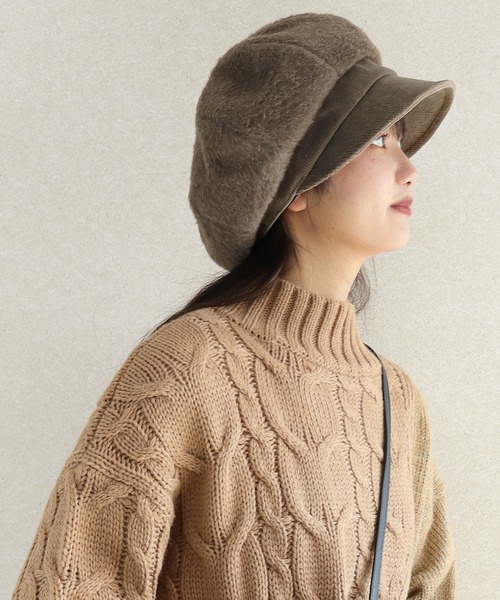 QUEENHEAD（クイーンヘッド）の「保温シャギーキャスケット（キャスケット・レディース・ブラウン/ベージュ/ブラック・X-LARGE/FREE）」の9枚目の写真