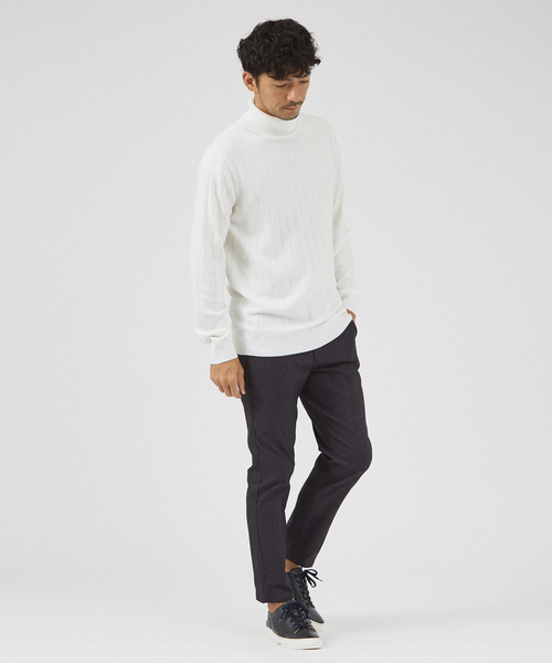 ABAHOUSE GRAY(アバハウスグレイ)の「【カシミアタッチ】12ゲージ ワイドリブ タートルネック ニット(ニット/セーター・メンズ・ホワイト/グレイッシュベージュ/セージグリーン/ブルー/ブラック・50/48/46)」の12枚目の写真