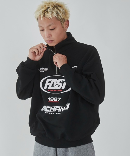 WEGO(ウィゴー)の「WEGO/レーシングロゴハーフジッププルオーバー(スウェット・メンズ・ブラック・MEDIUM/LARGE)」の6枚目の写真