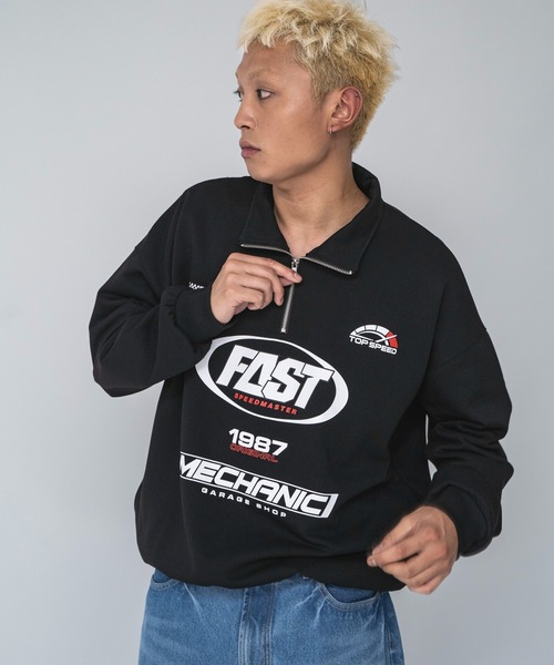 WEGO(ウィゴー)の「WEGO/レーシングロゴハーフジッププルオーバー(スウェット・メンズ・ブラック・MEDIUM/LARGE)」の17枚目の写真