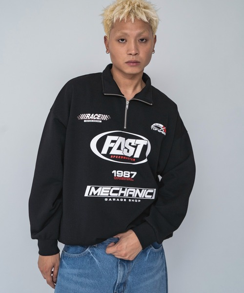 WEGO(ウィゴー)の「WEGO/レーシングロゴハーフジッププルオーバー(スウェット・メンズ・ブラック・MEDIUM/LARGE)」の18枚目の写真