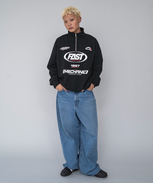WEGO(ウィゴー)の「WEGO/レーシングロゴハーフジッププルオーバー(スウェット・メンズ・ブラック・MEDIUM/LARGE)」の20枚目の写真