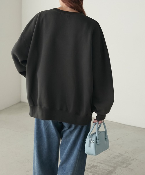 BONLECILL（ボンルシール）の「裏起毛ドッグプリント サガラ刺繍 BIGシルエットスウェット（スウェット・レディース・ネイビー/バーガンディー/モスグリーン/杢グレー/チャコールグレー・FREE）」の9枚目の写真