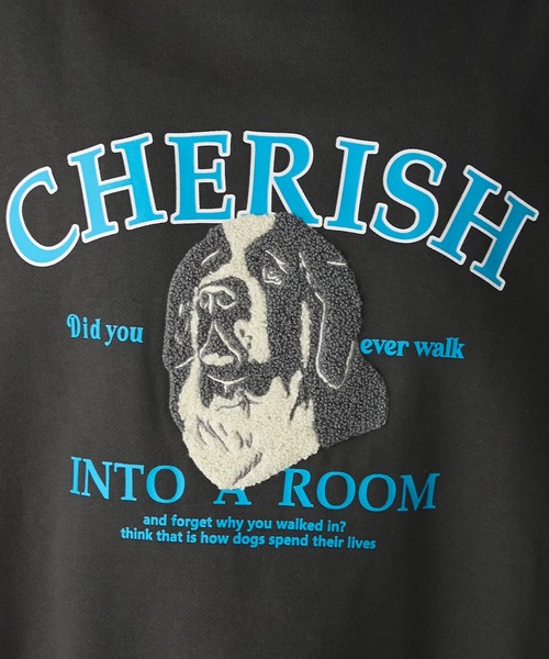 BONLECILL（ボンルシール）の「裏起毛ドッグプリント サガラ刺繍 BIGシルエットスウェット（スウェット・レディース・ネイビー/バーガンディー/モスグリーン/杢グレー/チャコールグレー・FREE）」の14枚目の写真