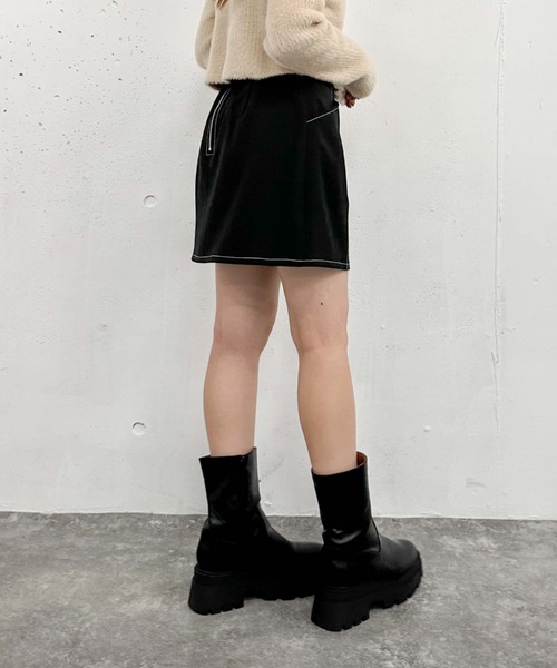 archives（アルシーヴ）の「配色ステッチ台形ミニスカート（スカート・レディース・アイボリー/ブラウン/ブラック・MEDIUM）」の15枚目の写真