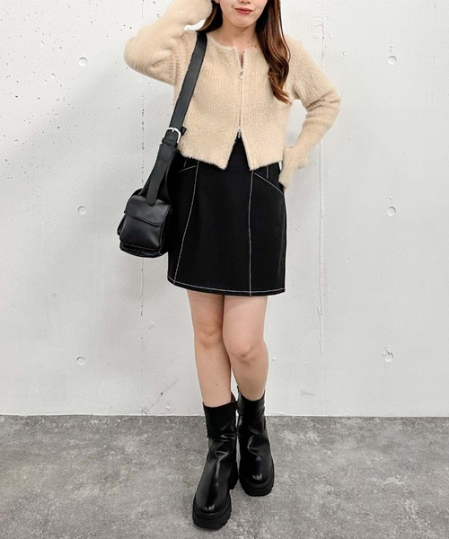 archives（アルシーヴ）の「配色ステッチ台形ミニスカート（スカート・レディース・アイボリー/ブラウン/ブラック・MEDIUM）」の18枚目の写真