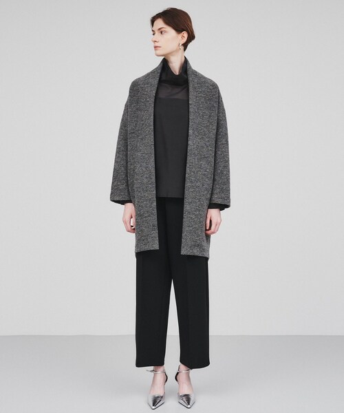 cloenc(クロエンス)の「◆ラメスライバー ニットガウンコート(ノーカラーコート・レディース・チャコールグレー/ナチュラル・02)」の3枚目の写真