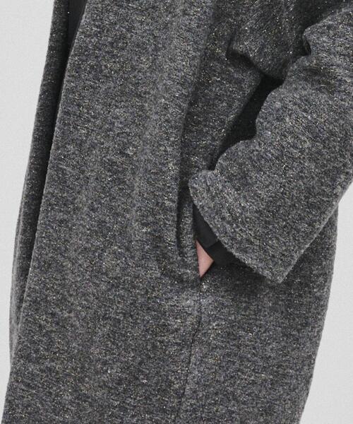 cloenc(クロエンス)の「◆ラメスライバー ニットガウンコート(ノーカラーコート・レディース・チャコールグレー/ナチュラル・02)」の11枚目の写真