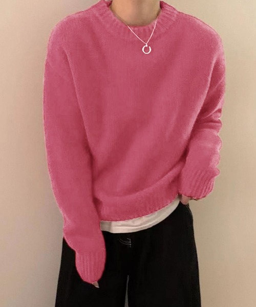 Girly Doll（ガーリードール）の「クルーネックニット（ニット/セーター・レディース・イエロー/ピンク系その他/ライトピンク/オフホワイト/ブルー・FREE）」の4枚目の写真