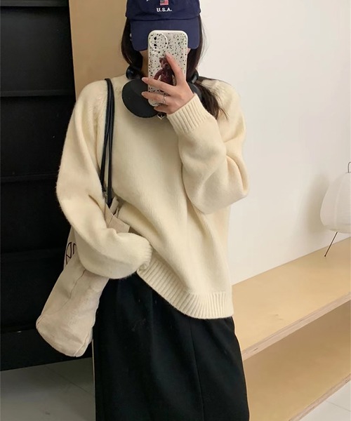 Girly Doll（ガーリードール）の「クルーネックニット（ニット/セーター・レディース・イエロー/ピンク系その他/ライトピンク/オフホワイト/ブルー・FREE）」の6枚目の写真