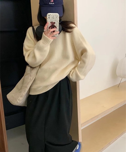 Girly Doll（ガーリードール）の「クルーネックニット（ニット/セーター・レディース・イエロー/ピンク系その他/ライトピンク/オフホワイト/ブルー・FREE）」の7枚目の写真