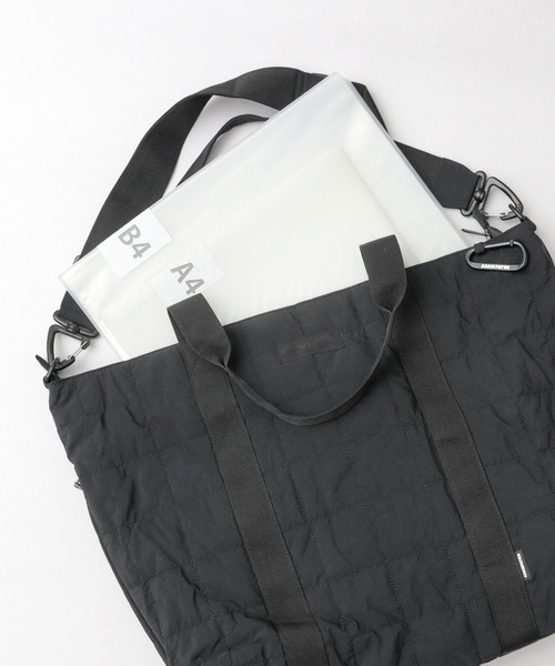ADAM PATEK(アダムパテック)の「撥水 ナイロンキルト 2WAY ショルダー トートバッグ A4・B4・PC収納対応(トートバッグ・メンズ・ブラック/グレー・FREE)」の5枚目の写真