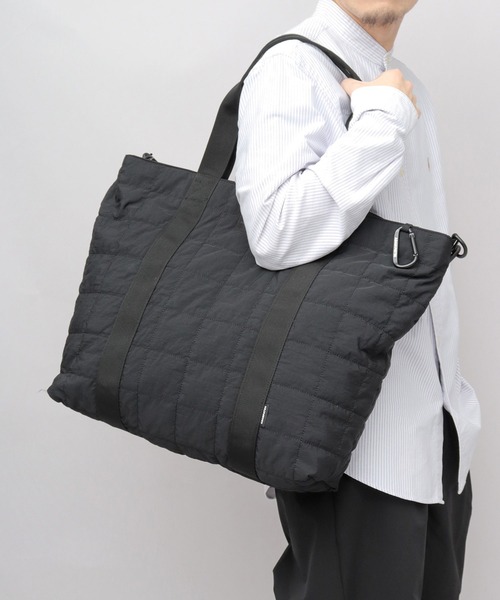 ADAM PATEK(アダムパテック)の「撥水 ナイロンキルト 2WAY ショルダー トートバッグ A4・B4・PC収納対応(トートバッグ・メンズ・ブラック/グレー・FREE)」の18枚目の写真