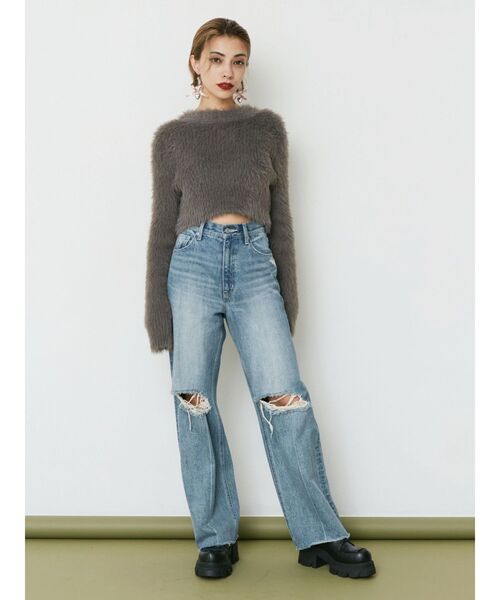 EVRIS(エヴリス)の「【クロップド丈】フェザーヤーンコンパクトニットトップス(ニット/セーター・レディース・ホワイト/ピンク/ブラック/グレー・FREE)」の20枚目の写真