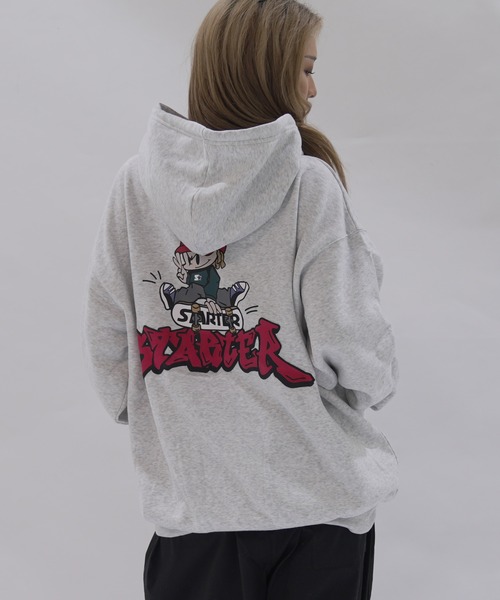 STARTER BLACK LABEL（スターターブラックレーベル）の「STARTER BLACK LABEL オーバーサイズバックプリントスターボーイ 裏起毛プルパーカー（パーカー・メンズ・チャコール/ブラック/ホワイト系・M/L/XL）」の6枚目の写真