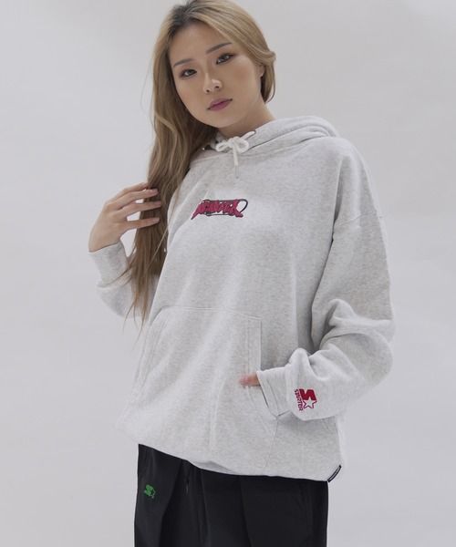 STARTER BLACK LABEL（スターターブラックレーベル）の「STARTER BLACK LABEL オーバーサイズバックプリントスターボーイ 裏起毛プルパーカー（パーカー・メンズ・チャコール/ブラック/ホワイト系・M/L/XL）」の7枚目の写真