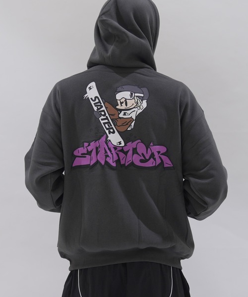 STARTER BLACK LABEL（スターターブラックレーベル）の「STARTER BLACK LABEL オーバーサイズバックプリントスターボーイ 裏起毛プルパーカー（パーカー・メンズ・チャコール/ブラック/ホワイト系・M/L/XL）」の13枚目の写真