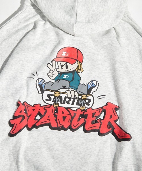 STARTER BLACK LABEL（スターターブラックレーベル）の「STARTER BLACK LABEL オーバーサイズバックプリントスターボーイ 裏起毛プルパーカー（パーカー・メンズ・チャコール/ブラック/ホワイト系・M/L/XL）」の18枚目の写真