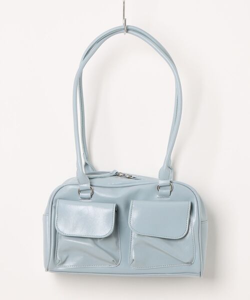 Burner(バーナー)の「【OKUOKU 0909】外ポケットボストンバッグ トートバッグ フラップダブルポケットのレザータッチ oku-bag-741325859435-23 N【RBTS】(ボストンバッグ・レディース・ブラック/ワイン/ブラウン/ライトブルー/ホワイト・FREE)」の4枚目の写真