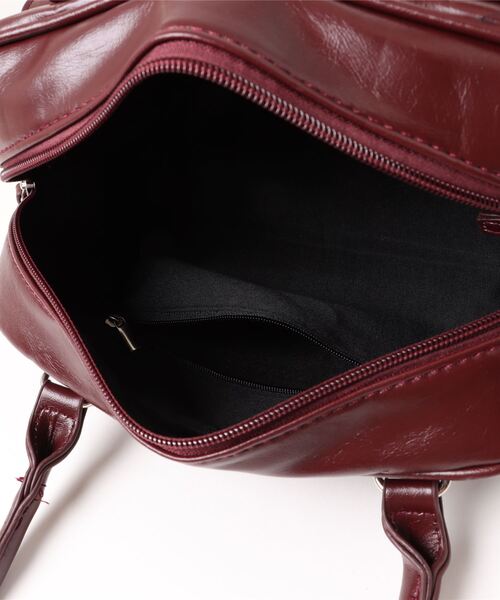 Burner(バーナー)の「【OKUOKU 0909】外ポケットボストンバッグ トートバッグ フラップダブルポケットのレザータッチ oku-bag-741325859435-23 N【RBTS】(ボストンバッグ・レディース・ブラック/ワイン/ブラウン/ライトブルー/ホワイト・FREE)」の10枚目の写真