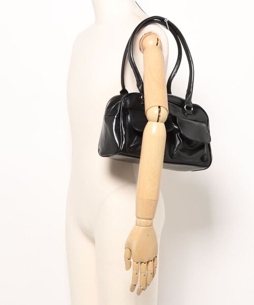 Burner(バーナー)の「【OKUOKU 0909】外ポケットボストンバッグ トートバッグ フラップダブルポケットのレザータッチ oku-bag-741325859435-23 N【RBTS】(ボストンバッグ・レディース・ブラック/ワイン/ブラウン/ライトブルー/ホワイト・FREE)」の11枚目の写真