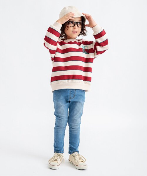 BREEZE（ブリーズ）の「衿付きボーダートレーナー（スウェット・キッズ・ブルー/アイボリー・80/90/100/110/120/130/140/150）」の11枚目の写真