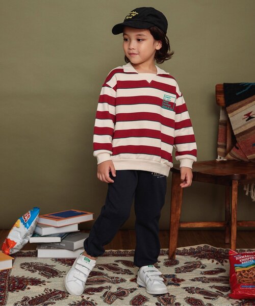 BREEZE（ブリーズ）の「衿付きボーダートレーナー（スウェット・キッズ・ブルー/アイボリー・80/90/100/110/120/130/140/150）」の12枚目の写真