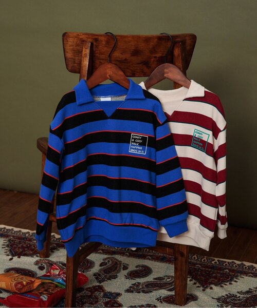 BREEZE（ブリーズ）の「衿付きボーダートレーナー（スウェット・キッズ・ブルー/アイボリー・80/90/100/110/120/130/140/150）」の13枚目の写真